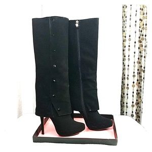 Suede Stiletto Black (riding)Boot